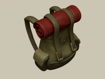Camping Adventurer Backpack - Character Costume Low-poly 3D model
