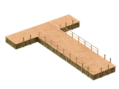 Wooden river pier 3D model