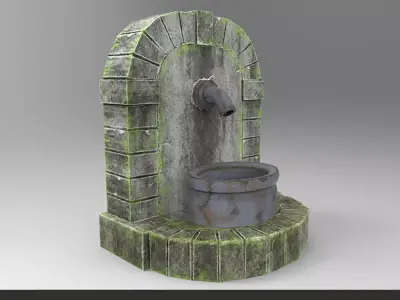 Ancient Roman Water Fountain Low-poly 3D model