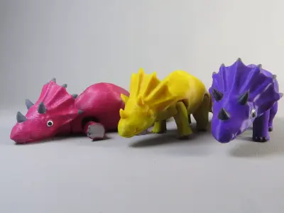 ARTICULATED PRINT-IN-PLACE CUTE TRICERATOPS DINOSAUR 3D print model