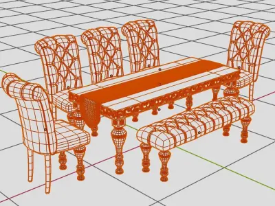 Dinning Chair-Table Set Free 3D model