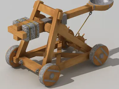 Catapult wooden cannon 3D model