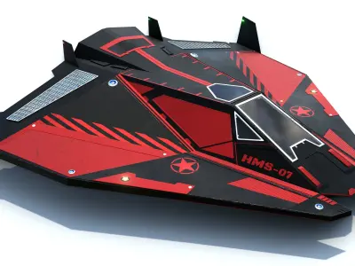 Sci-Fi Combat Spaceship Low-poly 3D model