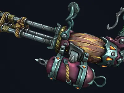 Fantasy pirate minigun Low-poly 3D model