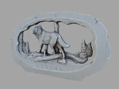 Wolf statue Low-poly 3D model