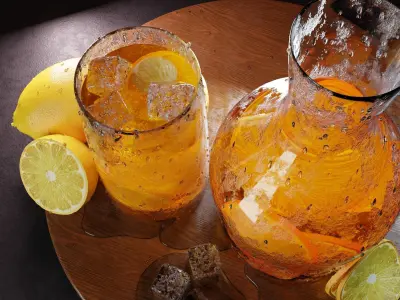 juice lemons and glasses 3D model