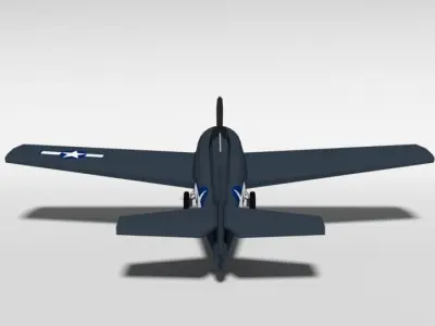 Low Poly Cartoon Grumman FM-2 Wildcat WWII Airplane Low-poly 3D model
