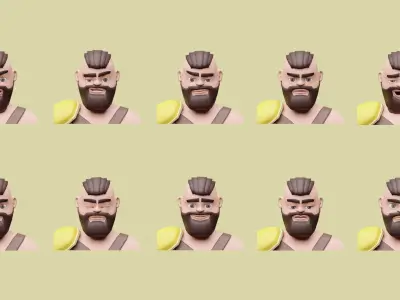 Cartoon characters gladiators  Low-poly 3D model