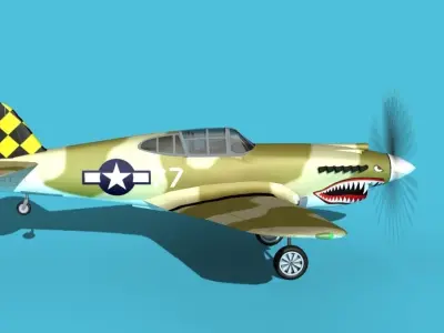 Curtiss P-40B Warhawk V05 USAAF 3D model
