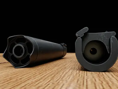 Rotex V suppressor Low-poly 3D model