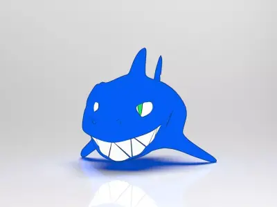 Cartoon Fish Smiled Shark 3D model