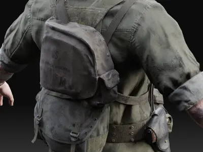 Vietnam War American Soldier Rigged Low-poly 3D model