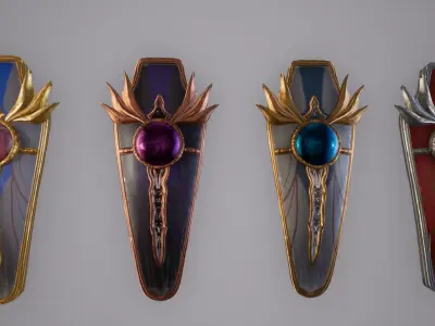 Fantasy Shields Low-poly 3D model