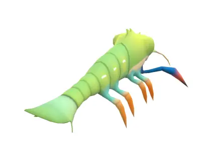 Gaint River Prawn Animated  Low-poly 3D model