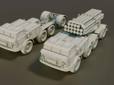 ZiL-135 Russian Heavy Military Truck Low-poly 3D model