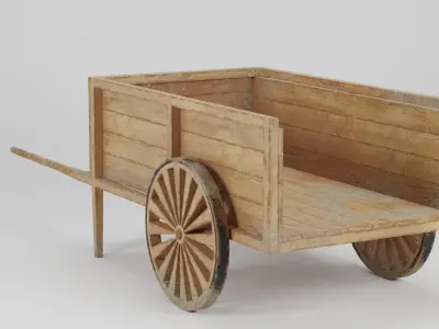 Wooden Cart 90x250x81 Low-poly 3D model