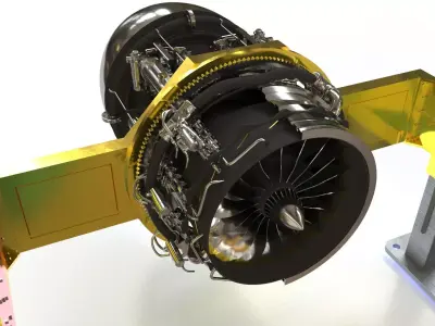 Dual Column Jet Engine Positioner with Aerospace Engine  3D model