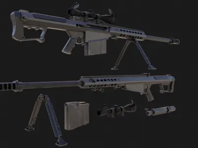 The ultimate M107 Sniper Game-ready Model 2K PBR Texture Low-poly 3D model