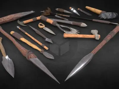 Primitive Weapons Low-poly 3D model