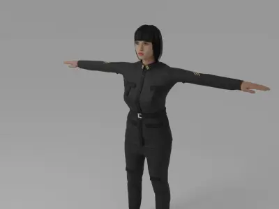 WW2 Soldier Woman Low-poly 3D model