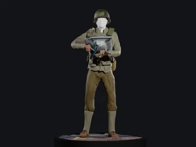 World War 2 US D-Day Infantry Low-poly 3D model