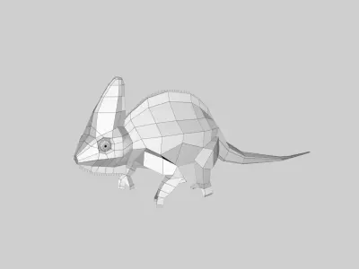 Chameleon polygonal dinosaur Low-poly 3D model