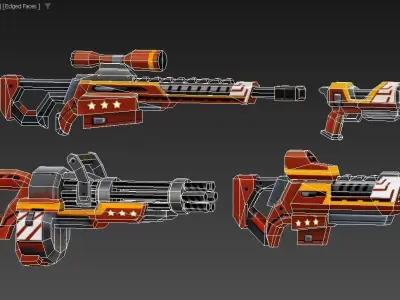 LowPoly Sci-FiCartoon Weapons Union Set Low-poly 3D model