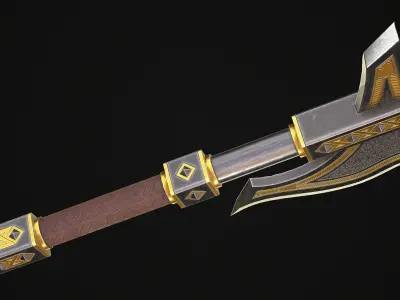 Fantasy Axe 1A Low-poly 3D model