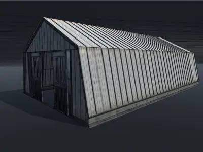 Hangar modular Low-poly 3D model