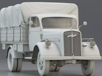 WWII German Army Cargo Truck 3t 3D model