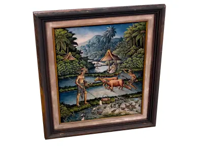 Balinese picture green frame rural landscape Low-poly 3D model