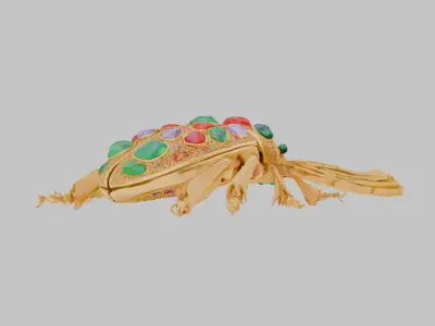 Scarab Beetle with Jewels gold golden Low-poly 3D model
