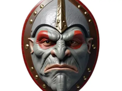 Fantasy Orc Warrior Shield Decoration Low-poly 3D model