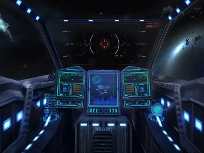 Sci-fi Lowpoly Cockpit With 2 Skins Low-poly 3D model