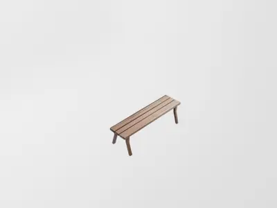 Simple Outdoor Wooden Bench Minimal Park Seating Free low-poly 3D model