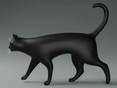 Domestic Black Cat 001 3D model