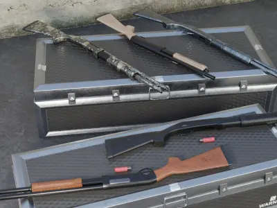 CM350 Shotgun Game Ready 5 Textures Low-poly 3D model Low-poly 3D model