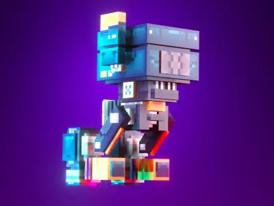 Low-Poly Pixel Art Drone Low-poly 3D model