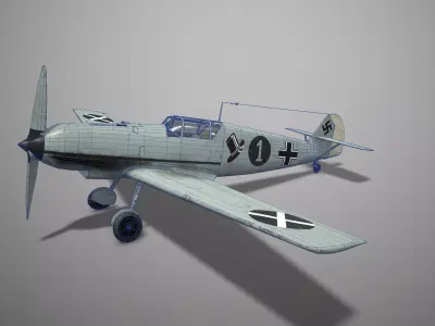 Messerschmitt Bf109A PBR low-poly game ready Low-poly 3D model