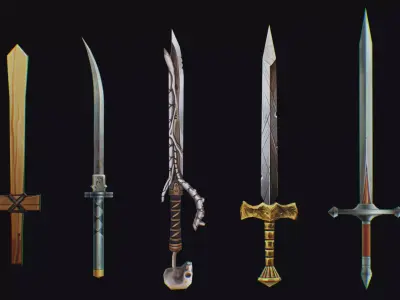 Sword Edged Weapon One Handed Medieval Melee Knife Iron Blade Low-poly 3D model