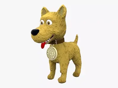 Yellow Dog Low-poly 3D model