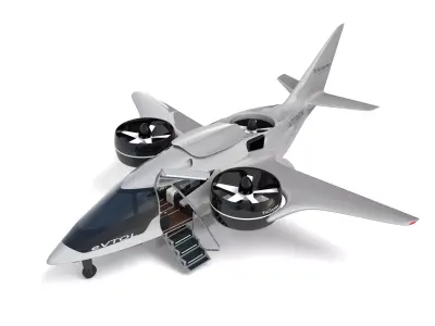 Aircraft Electric TriCopter eVTOL with Interior 3D model
