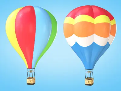 Hot Air Balloon Low-poly 3D model