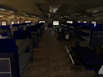 Military Dormitory Low-poly 3D model