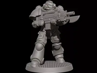 Sci-Fi Heavy Trooper STL Modular Power Armor 32mm Miniature V10 3D print model