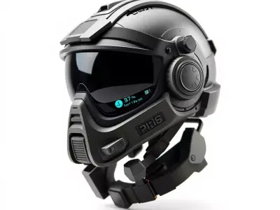 Futuristic Combat Helmet model pack Low-poly 3D model