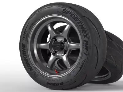 Kansei Tandem 15 Rims with Nankang Sportnex AR-1 Tires 3D model