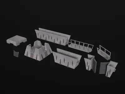 Modular Fortification Outpost PBR Low-poly 3D model