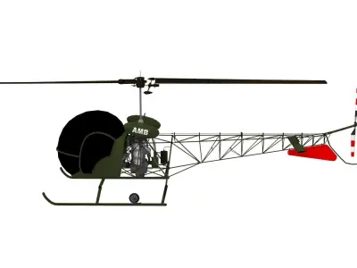 Bell H-13 Sioux Helicopter Low-poly 3D model