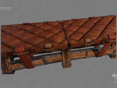 Medieval Bench Low-poly 3D model